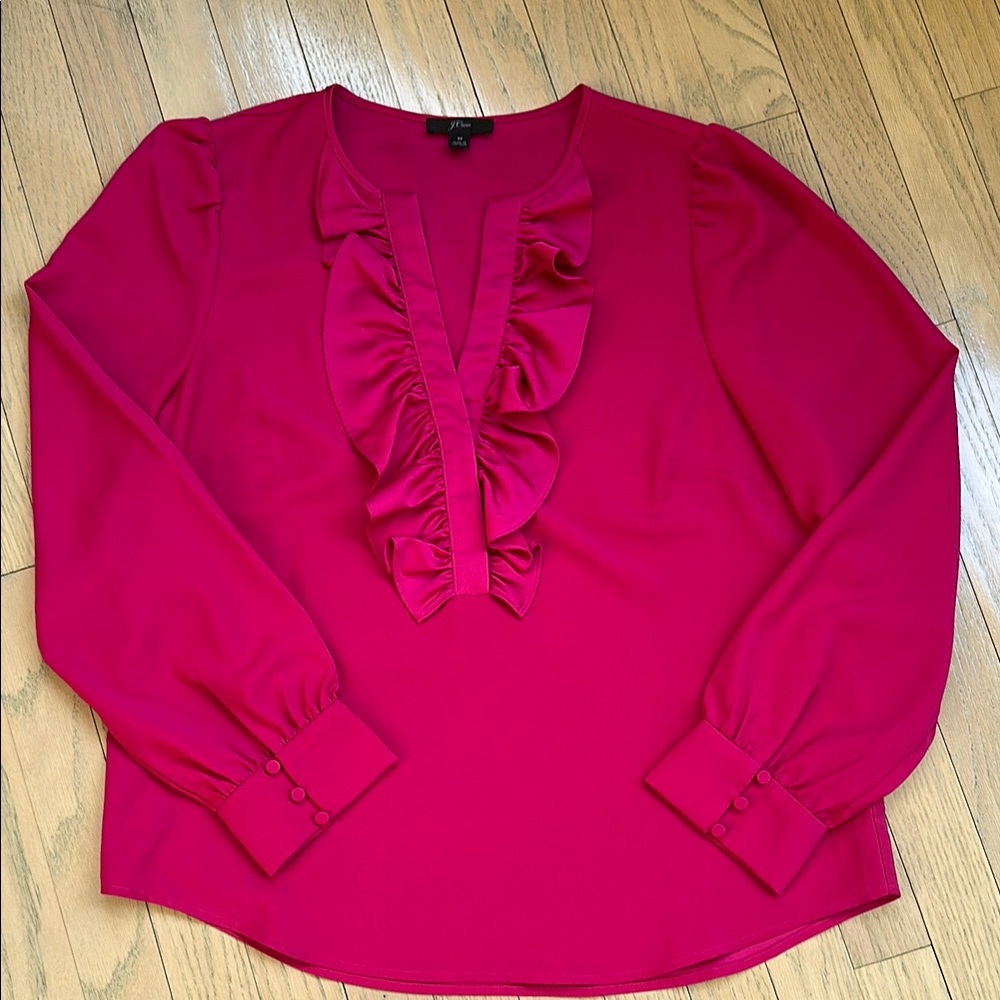 J. Crew - Ruffle Pink Blouse